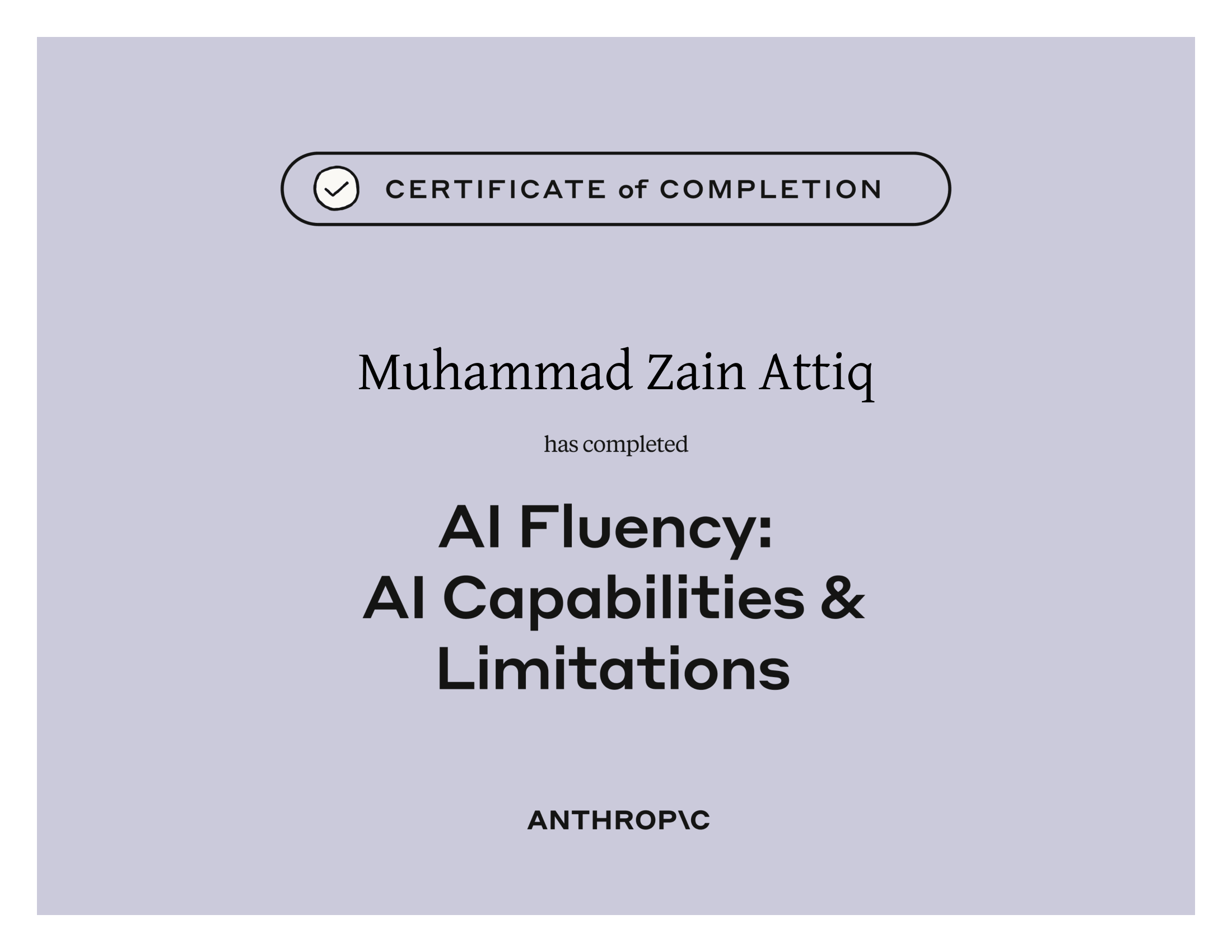 AI Fluency: AI Capabilities & Limitations Certificate