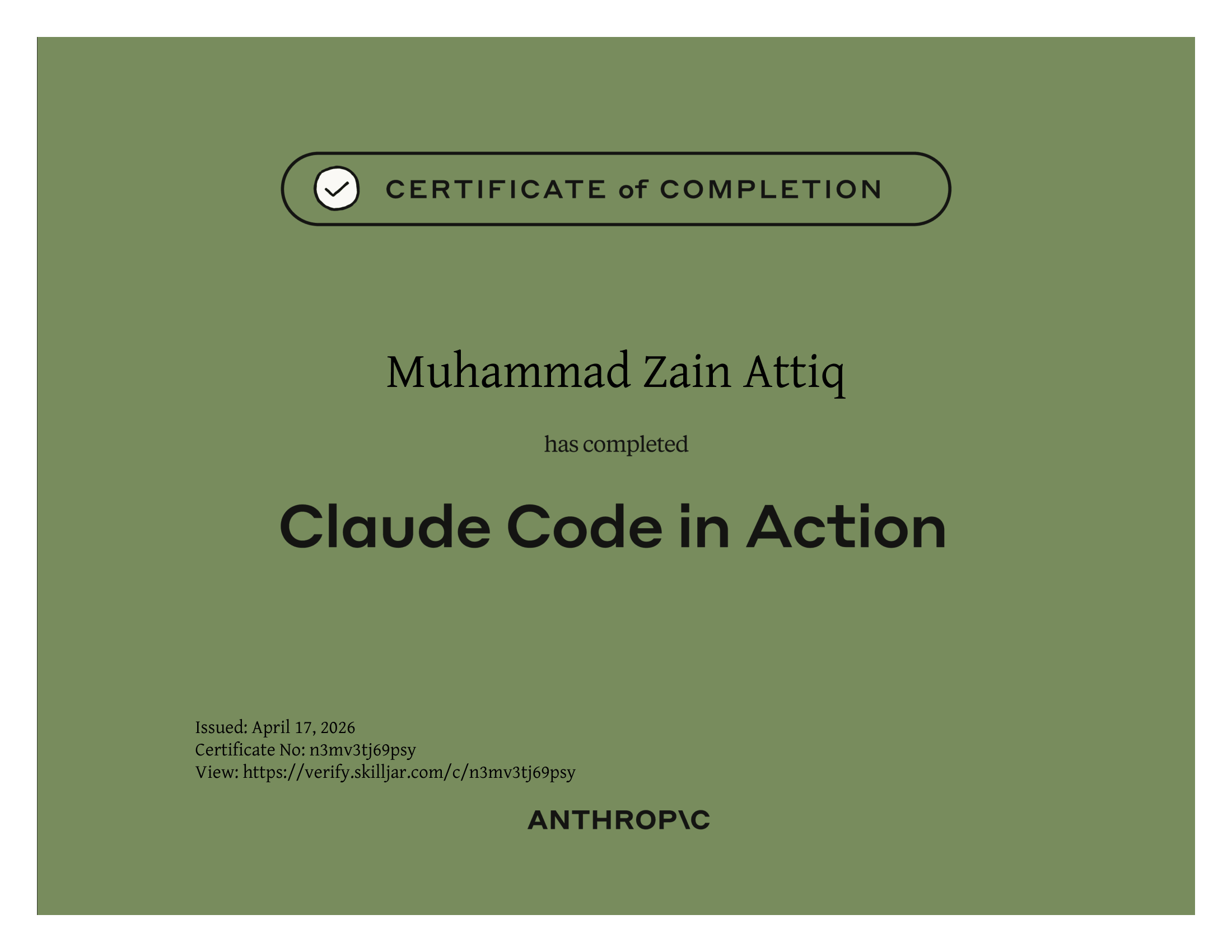 Claude Code in Action Certificate