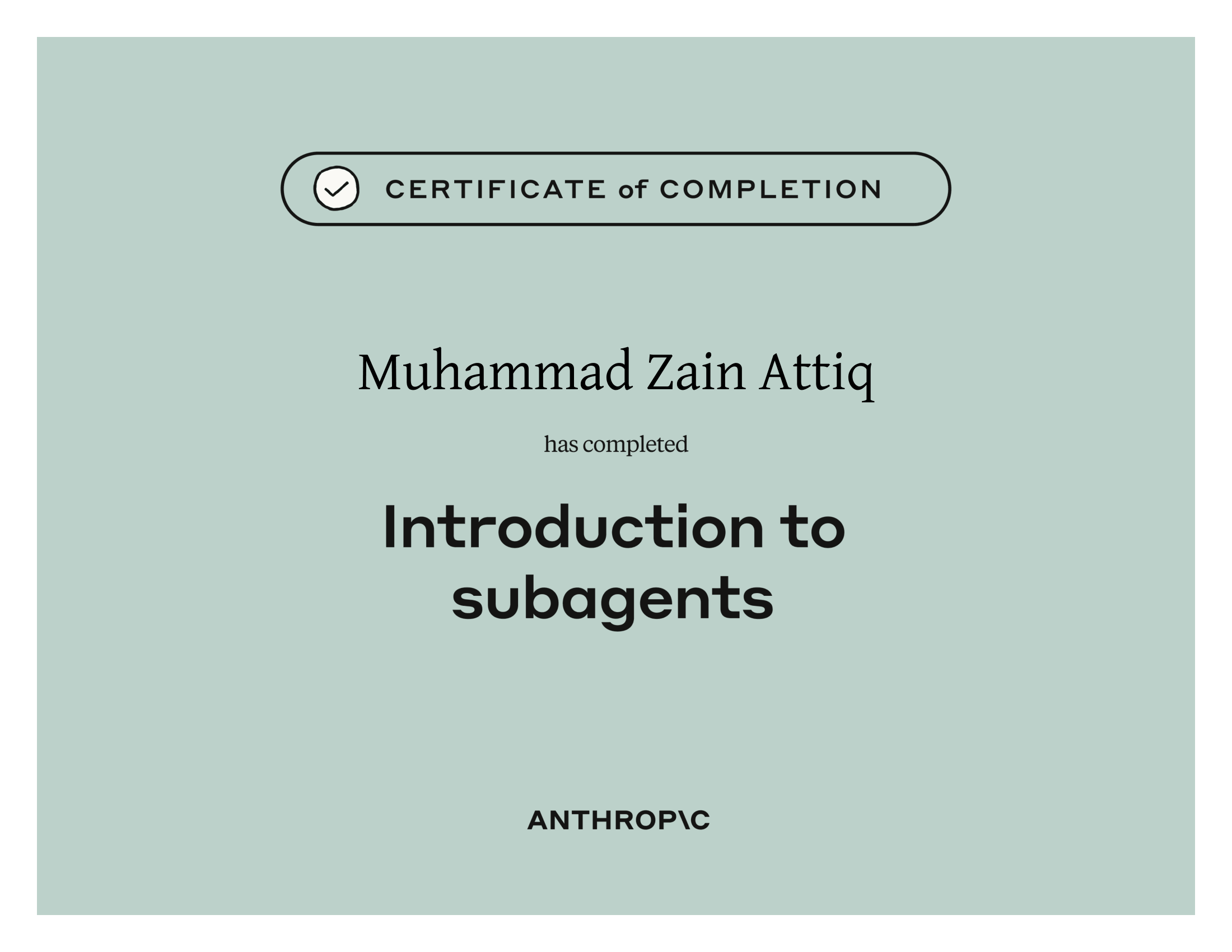 Introduction to Subagents Certificate