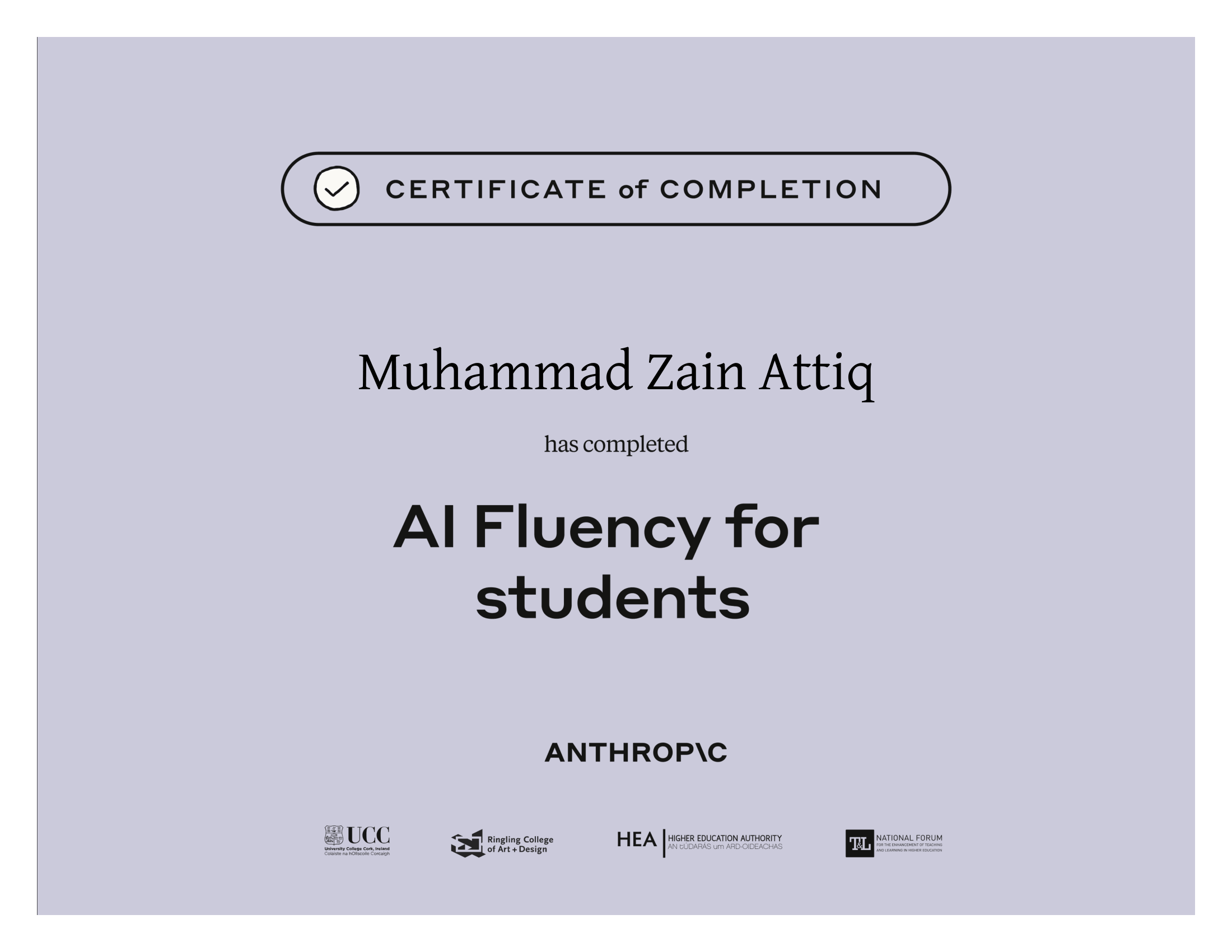 AI Fluency for Students Certificate