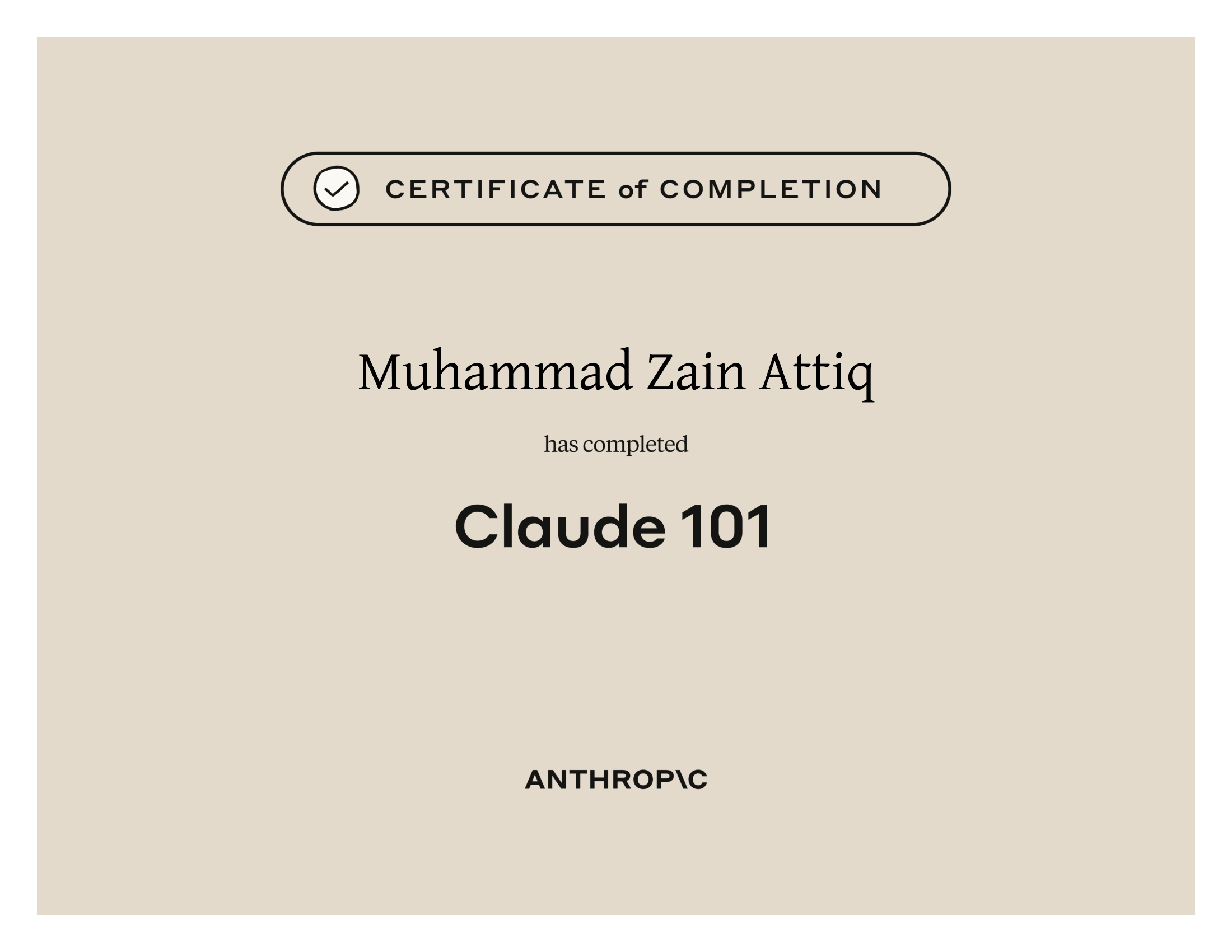 Claude 101 Certificate