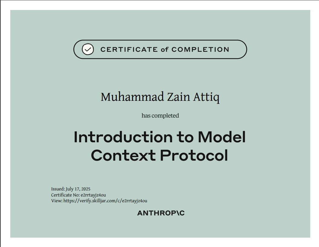 Introduction to Model Context Protocol Certificate