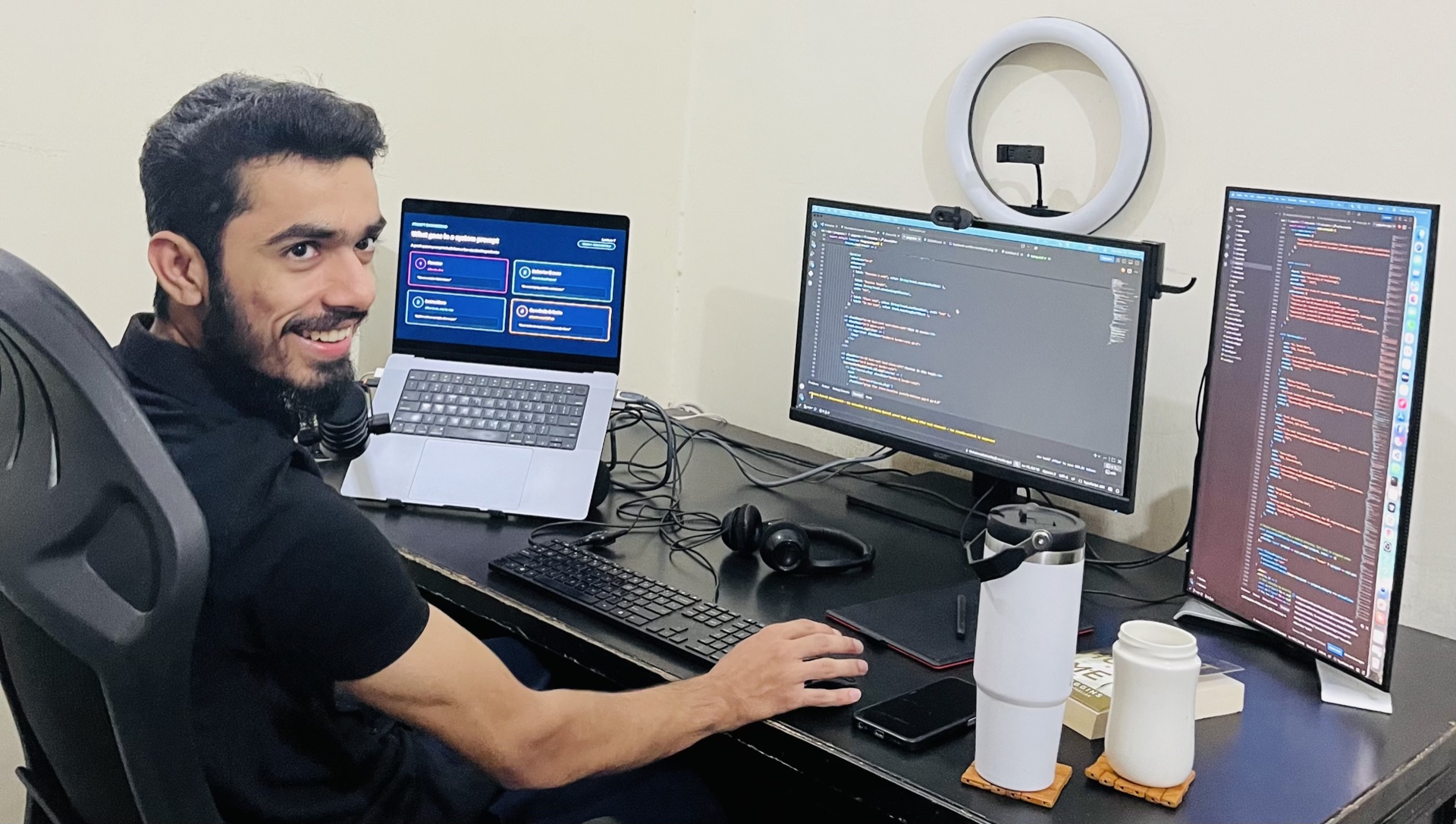 Zain Attiq at his desk setup