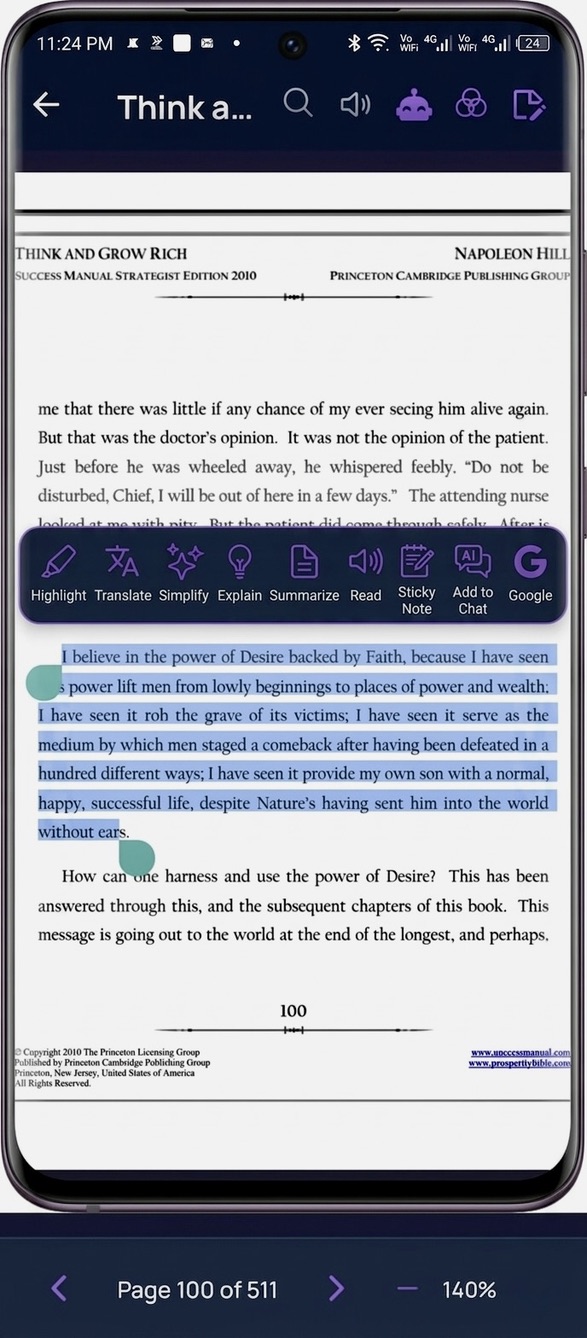 The expanded bar for a multi-word selection